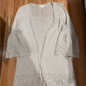 LC Lauren Conrad Cream Open-Front Cardigan